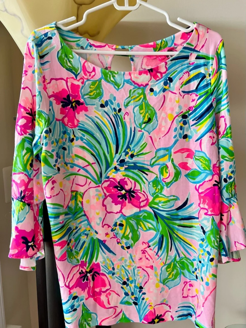 Lilly Pulitzer Pink, Green & Blue Floral Boatneck Top - Picture 2 of 3